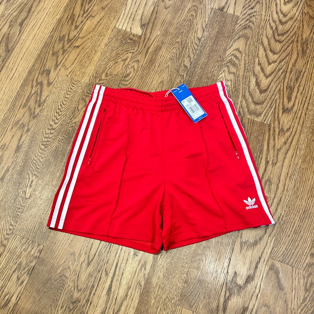 adidas Red Shorts with White Accents